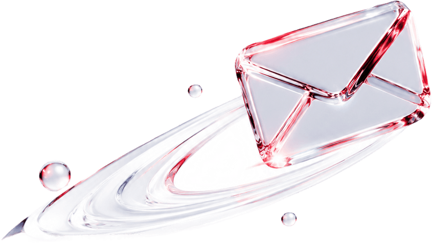 Parler email ad rendered as a glassy 3D object